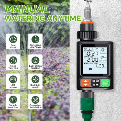 2 Zone Sprinkler Timer Garden Hose Water Timer with Rain Delay Programmable Faucet Controller