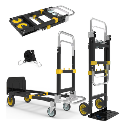 Heavy Duty Hand Truck 3-in-1 Aluminum Convertible Dolly, 800-1000LB Industrial Utility Trolley with Folding Design for Moving, Transport, Warehouse & Office