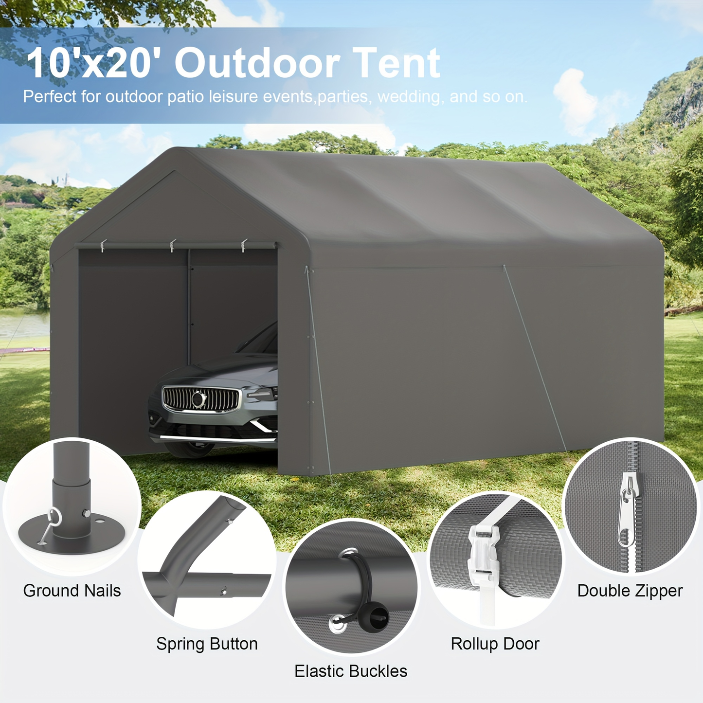 Carport Canopy 10x20 Heavy Duty Portable Garage UV Protection