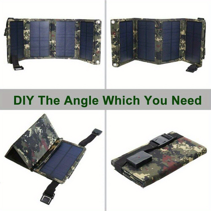 Foldable Solar Charger Portable Monocrystalline Silicon 20% Efficiency USB Output with Carabiner Compact Folding Solar Panel for Outdoor Camping Hiking Backpacking Travel Phone Charging