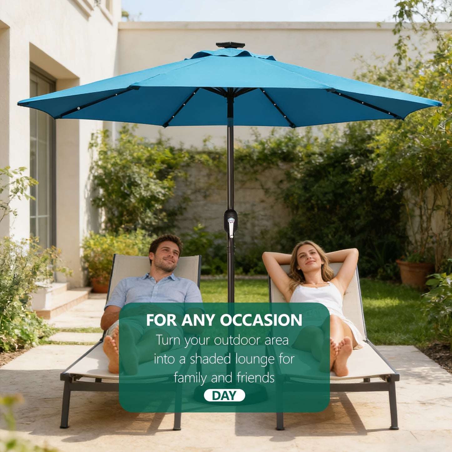 Outdoor Umbrella 9FT Solar LED Lights for Patio Garden Pool Beach