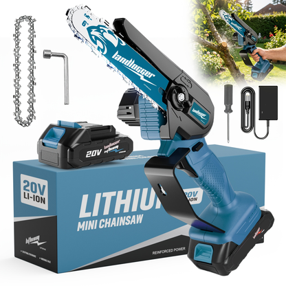 Mini Chainsaw Cordless 4 & 6 Inch Electric - Upgraded Portable Battery Chainsaw with Safety Lock, Splash-Proof Cover & Rechargeable Battery for Tree Pruning, Branch Cutting & Garden Use