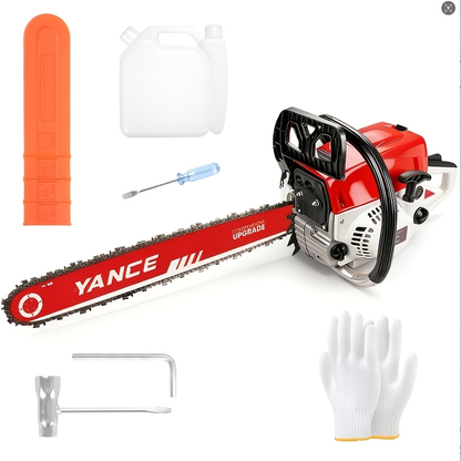 62CC Gas Chainsaw 20 Inch – 2-Stroke Engine, Anti-Vibration, Logging & Farm