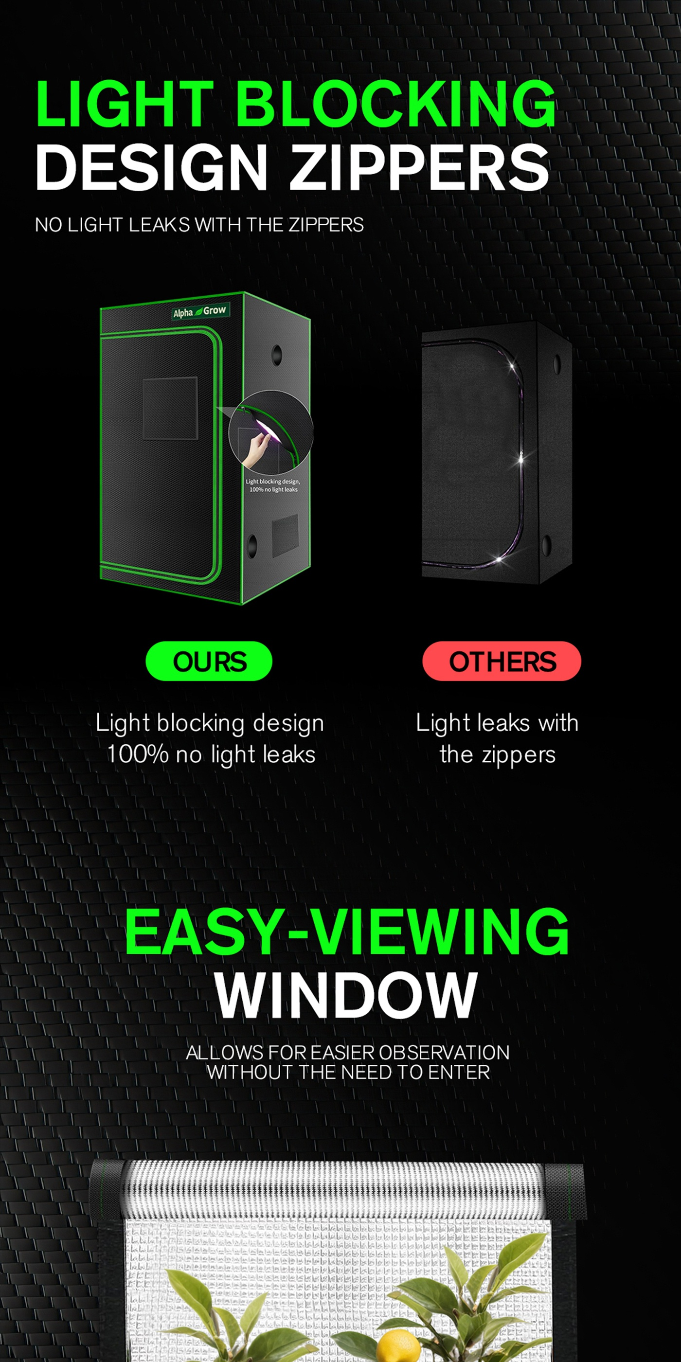 Grow Tent 1680D Thickened Mylar with Observation Window & Floor Tray | Pro-Grade Indoor Hydroponic Growing | 2x2 3x3 4x4 ft Multiple Size Options