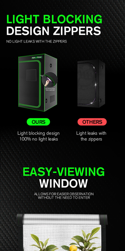 Grow Tent 1680D Thickened Mylar with Observation Window & Floor Tray | Pro-Grade Indoor Hydroponic Growing | 2x2 3x3 4x4 ft Multiple Size Options