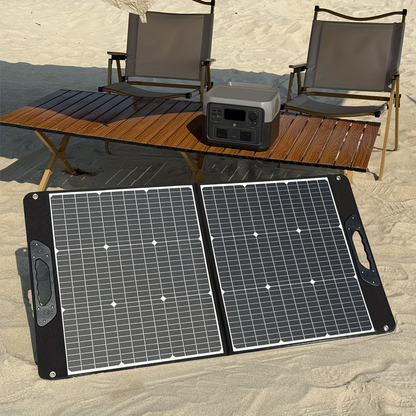 Foldable Solar Panel 200W 23.5% High Efficiency 20V Portable with 2 Brackets Solar Cable for Camping RV Power Station Off-Grid Emergency Power Outage