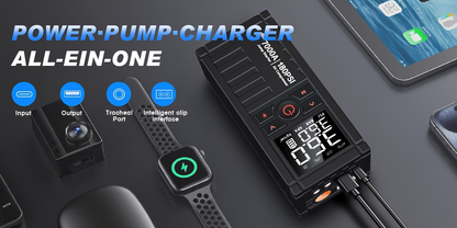 7000A Jump Starter 8-in-1 29800mAh with Air Compressor Tire Inflator SOS LED Flashlight Power Bank for 10L Gas 8.5L Diesel Cars Trucks RV Motorcycle Boat