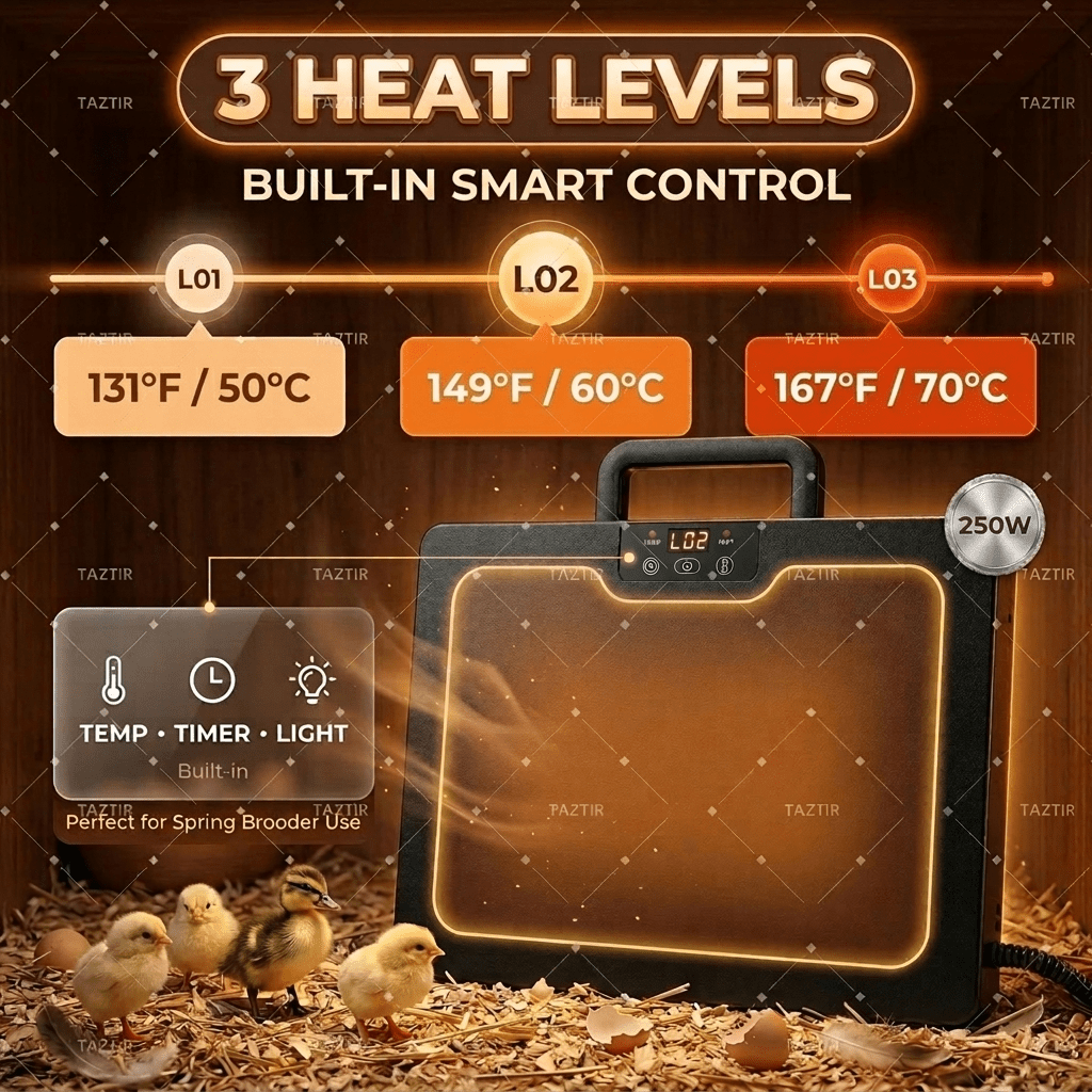 Brooder Heater | Chick Duck Quail 3 Heat Levels Timer Digital Display