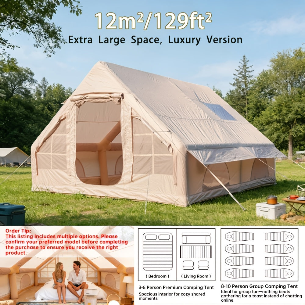 Inflatable Camping Tent 4-8 Person Air Cabin Glamping UV Protection