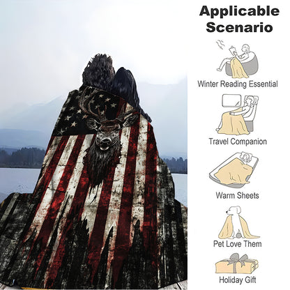 Deer Pattern Flannel Throw Blanket 200-250GSM Soft Warm