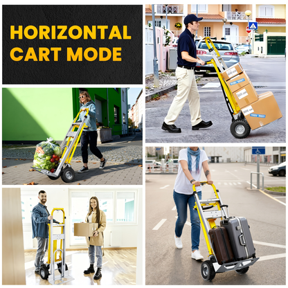 Heavy Duty Hand Truck 3-in-1 Aluminum Convertible Dolly, 800-1000LB Industrial Utility Trolley with Folding Design for Moving, Transport, Warehouse & Office