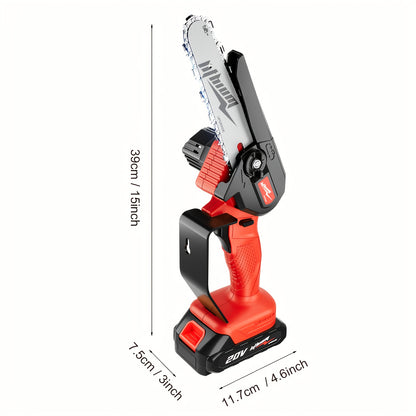 Mini Chainsaw Cordless 4 & 6 Inch Electric - Upgraded Portable Battery Chainsaw with Safety Lock, Splash-Proof Cover & Rechargeable Battery for Tree Pruning, Branch Cutting & Garden Use