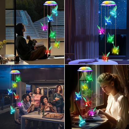 Solar Hummingbird Butterfly Pendant Light 6 LED Color