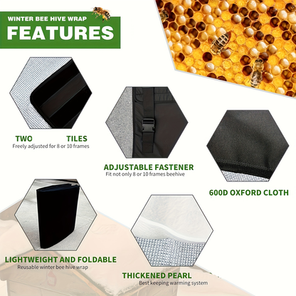 Beehive Insulation Wrap Winter Cover 600D Oxford 8 & 10 Frame