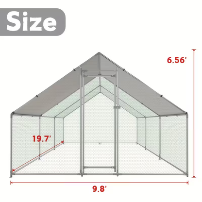 Walk-in Chicken Coop Large Heavy-Duty Metal Poultry Pen with Waterproof UV-Proof Roof Cover - Outdoor Backyard Farm Enclosure for Chickens Ducks Geese Rabbits, Multiple Sizes
