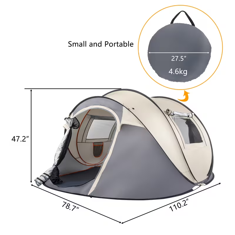 Large Camping Tent 5-8 Person Automatic Pop Up Outdoor Family Shelter