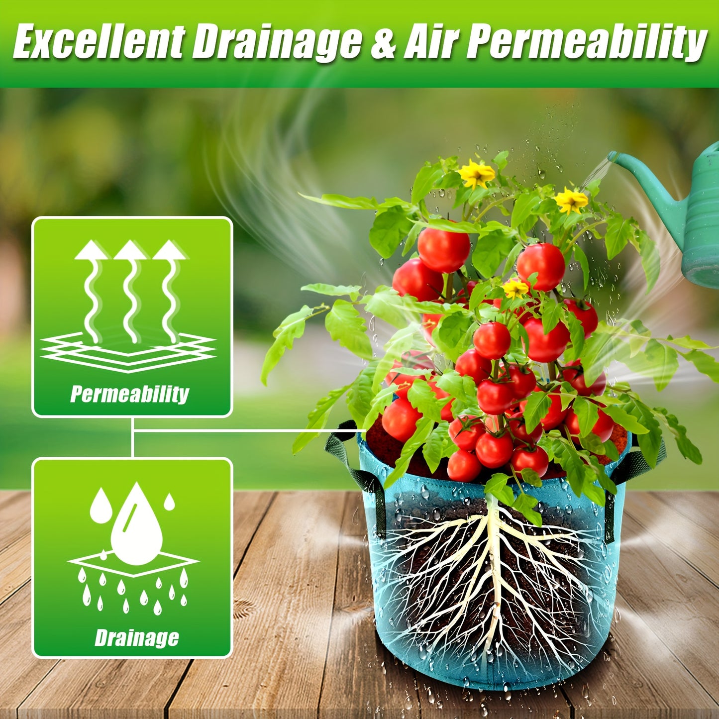 Colorful Grow Bags 10 Gallon 7-Pack with Handles | Breathable Fabric Plant Pots for Tomatoes Vegetables Flowers | Aeration Planter Indoor Outdoor Garden