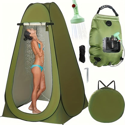 Camping Shower Tent Kit Pop Up Privacy Tent Solar Shower Bag 20L