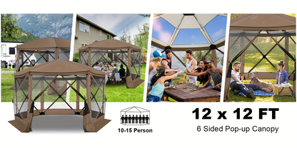 Pop-Up Canopy Tent 15ft Mosquito Net Screen House Waterproof UV50+