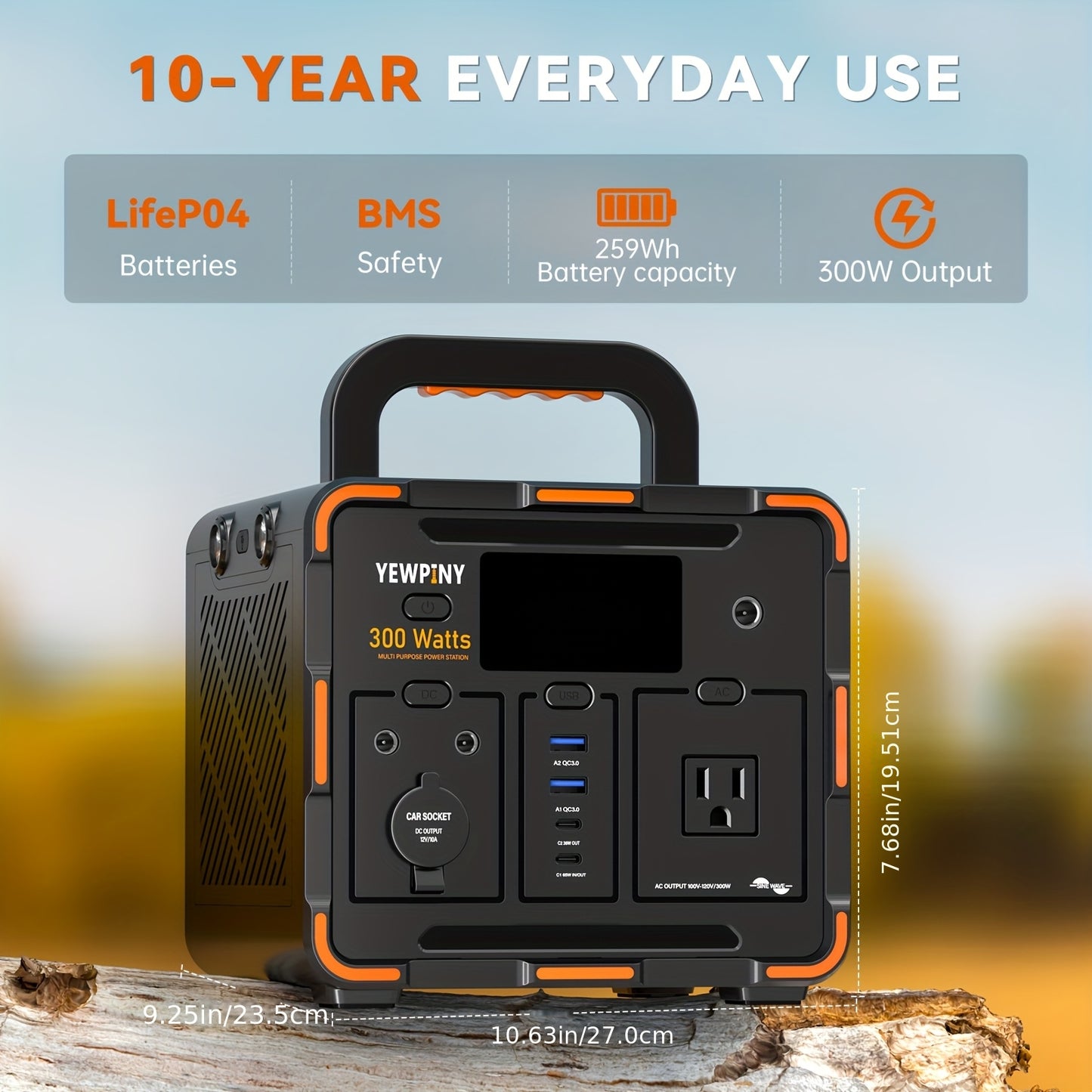 Outdoor Power Station 300W / 600W Fast Charging | 259Wh 599Wh Lithium Solar Generator AC DC USB | Camping Hunting Home Power Outage Backup