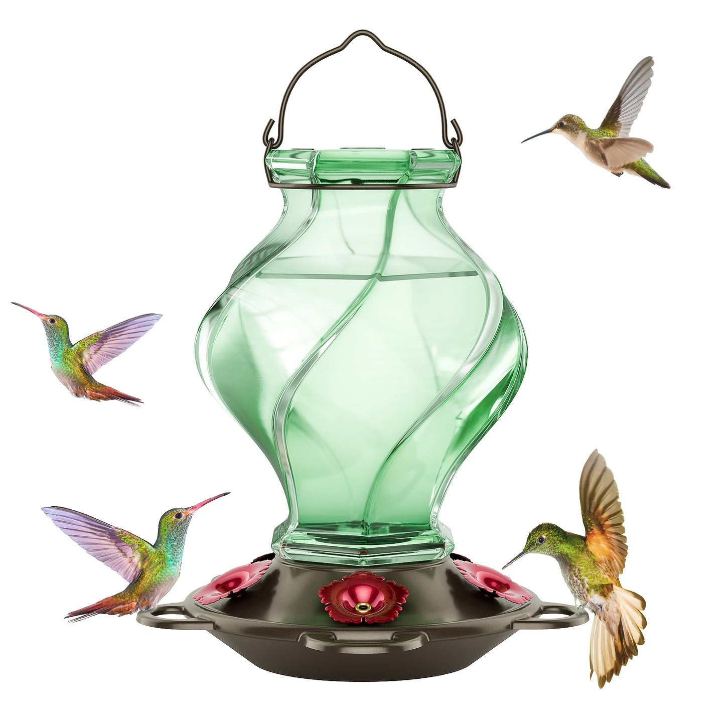 Hummingbird Feeder | Glass Spiral 5 Station Hanging Garden Yard Decor