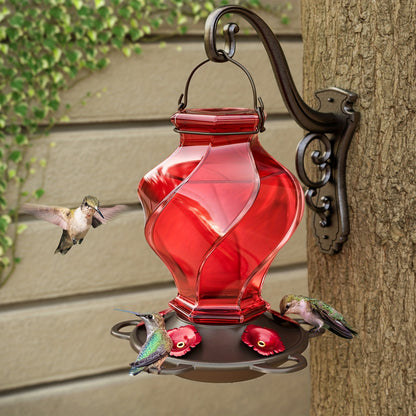 Hummingbird Feeder | Glass Spiral 5 Station Hanging Garden Yard Decor