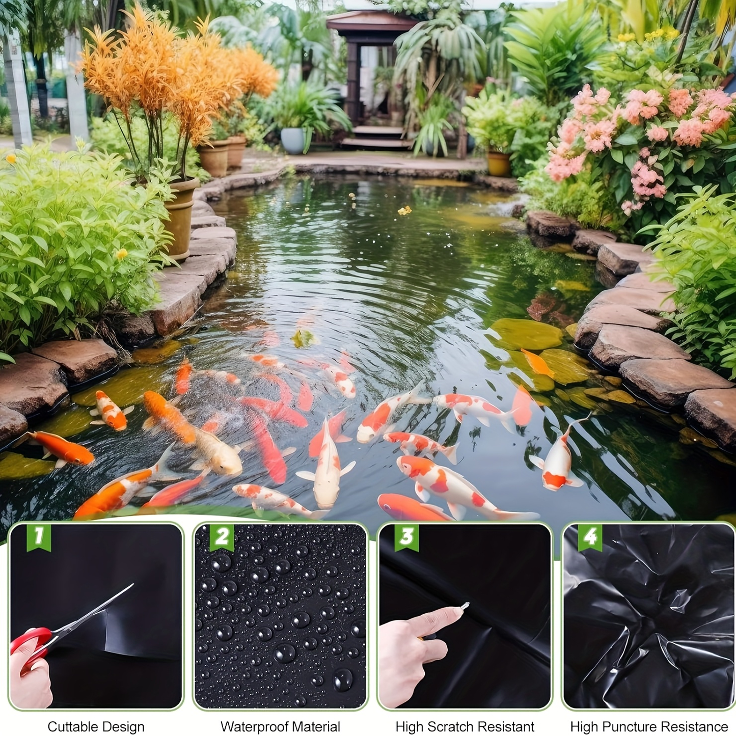Pond Liner | HDPE Waterproof Garden Fish Pond Water Feature Landscape