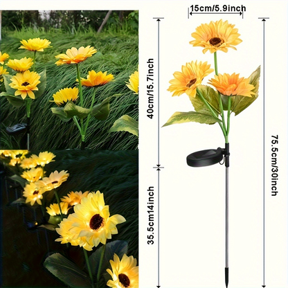 Solar Sunflower Garden Lights Outdoor Stake, Dimmable 2-Pack