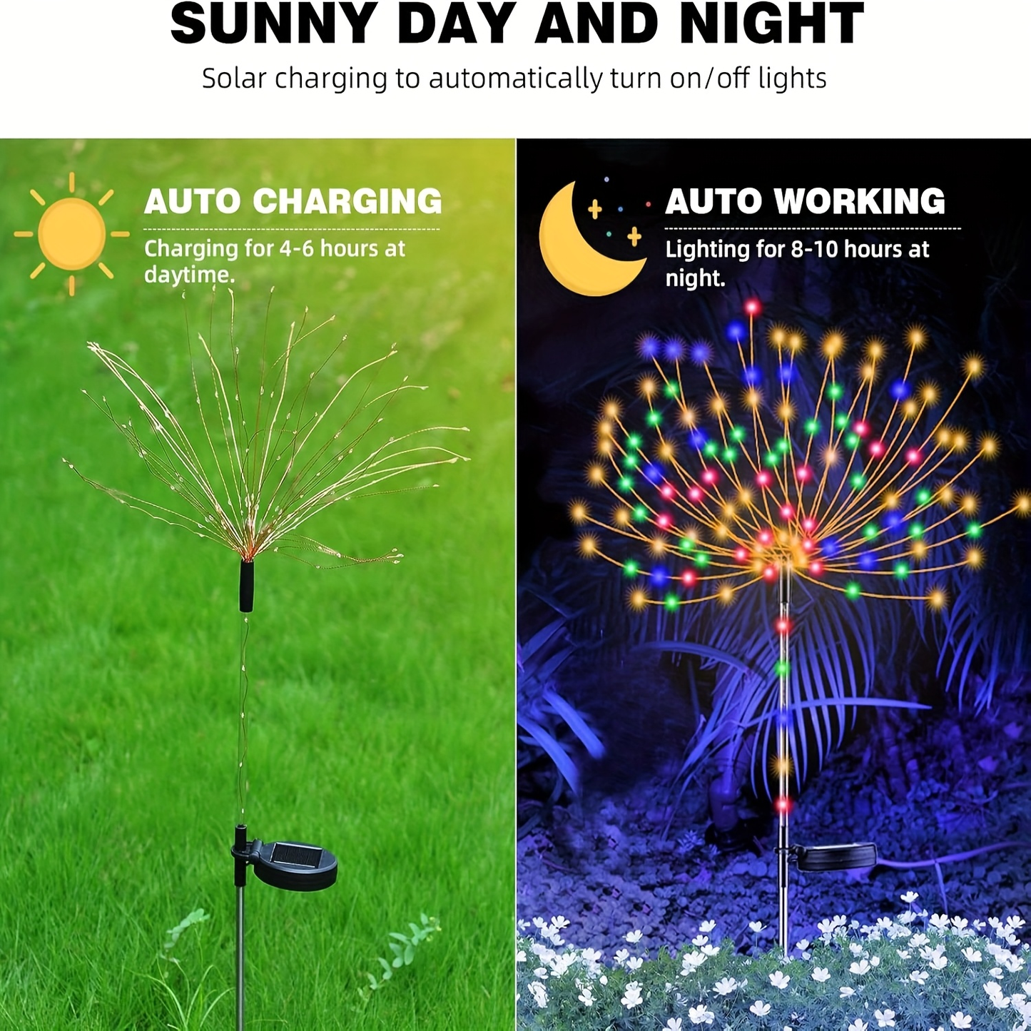 Solar Firework Garden Lights 4-Pack, 8 Modes Waterproof