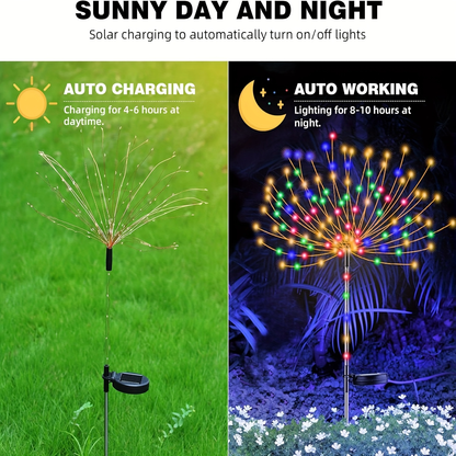 Solar Firework Garden Lights 4-Pack, 8 Modes Waterproof