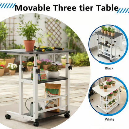 Garden Workbench | Adjustable Metal Potting Table Patio Outdoor Indoor