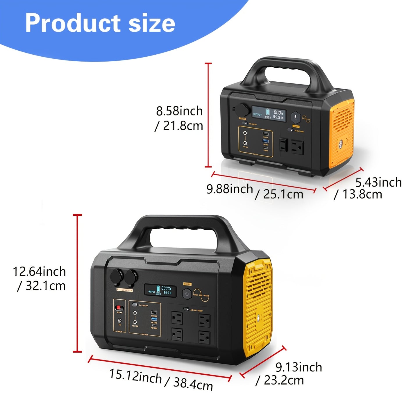 Emergency Power Station 300W / 1000W | 299Wh 1024Wh Solar Generator AC Outlet 2 DC 3 USB | RV Camping Survival Gear Hunting Fishing Travel Backup