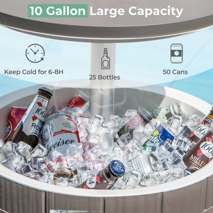 Outdoor Cooler Bar Table 3-in-1 | 10 Gal Ice Bucket, Coffee Table & Serving Station | All-Weather PP, Removable Legs, 110 LB Capacity