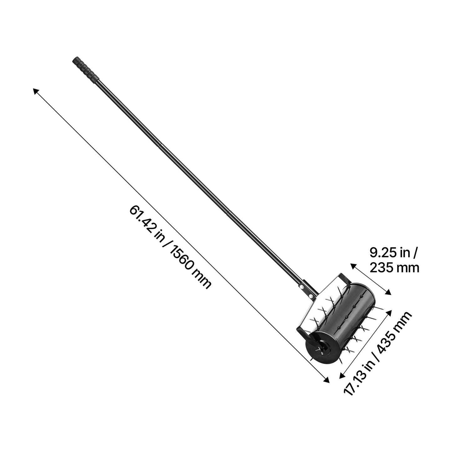 Rolling Lawn Aerator Heavy Duty - Manual Spike Aerator with Detachable Adjustable Handle, 27 Iron Spikes, Rust-Resistant for Garden Yard Patio Compacted Soil - Available in 18 & 21 Inch