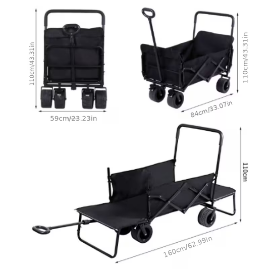 Foldable Utility Wagon Cart 550 lbs – Heavy Duty Collapsible Outdoor Cart with Bench Seat & All-Terrain Wheels