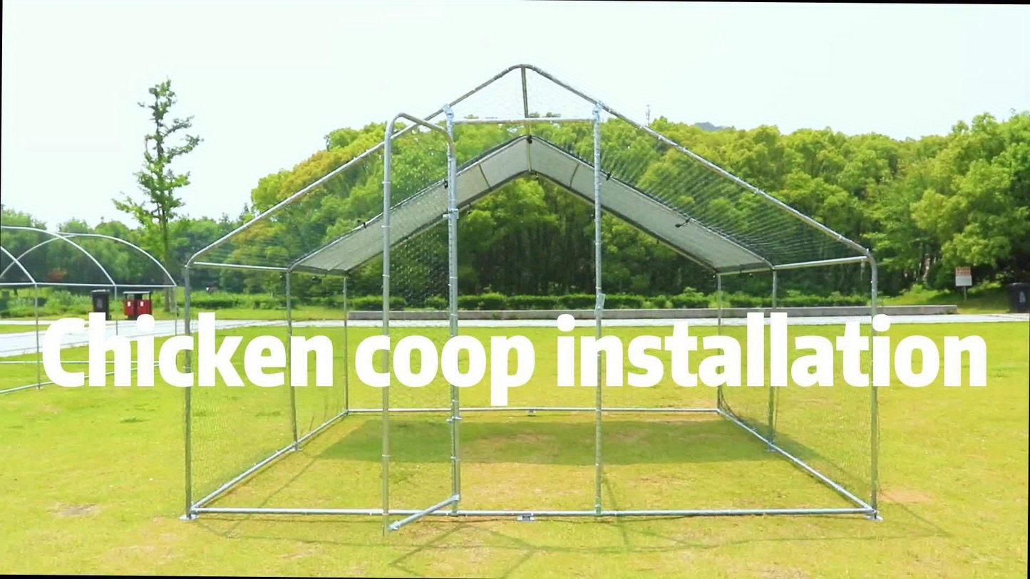 Metal Chicken Run Outdoor Poultry Cage Large Walk-in Enclosure for Chickens Ducks Rabbits UV-Resistant Weather-Resistant Mesh Walls Secure Latches Easy-Access Doors No Electricity Needed