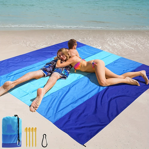 Beach Blanket Sandproof Quick-Dry Nylon Mat 79"x83" for 1-4 Adults – Lightweight Picnic Blanket for Beach, Camping, Hiking & Travel