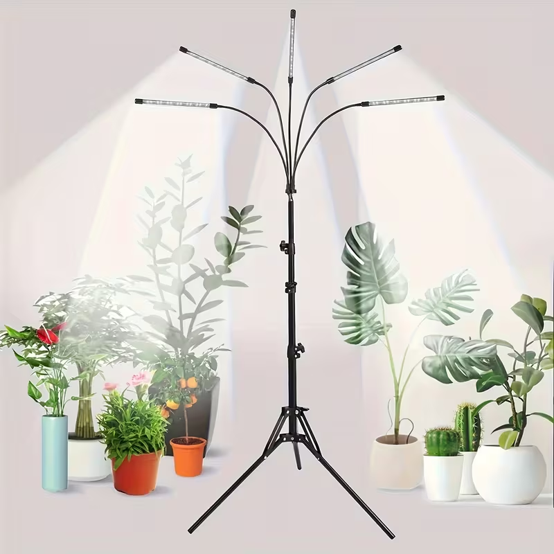 Tripod Grow Light Stand 4/5/6 Head Full Spectrum USB | Adjustable Tripod Stand Auto On/Off Timer | Indoor Plant Growth Lamp Floor Standing Flexible