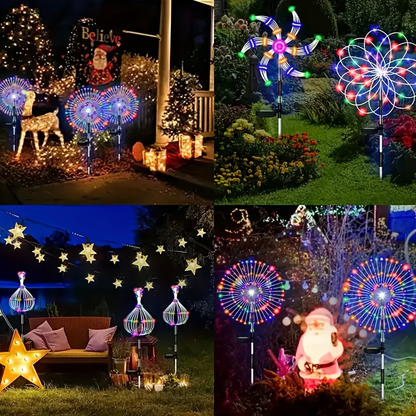Solar Fireworks Lights Outdoor Waterproof 240–640 LED 8 Lighting Modes – 4/8 Pack Garden Stake Lights for Christmas Yard Wedding Patio Lawn Holiday Decoration