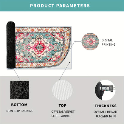 Outdoor Rug | Persian Floral Rubber Back Machine Washable Patio Garden