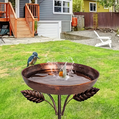 Bird Bath | Vintage Pedestal Iron Copper Floral Garden Bird Watching