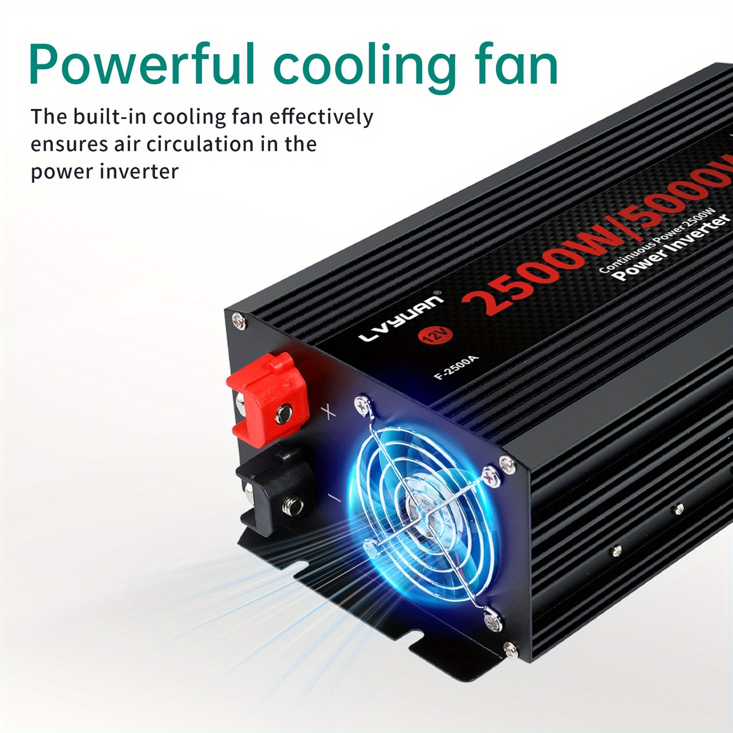Power Inverter 500W / 2500W 12V DC to 110V AC - 3 AC Outlets & Dual USB Ports, LED Display, Car Inverter for Boat, Vehicle, RV, Truck & Camping Off-Grid Power
