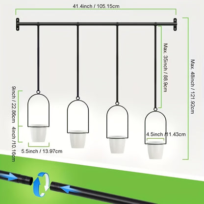 Hanging Planter | Adjustable Metal Wall Rack Indoor Herb Window Pot