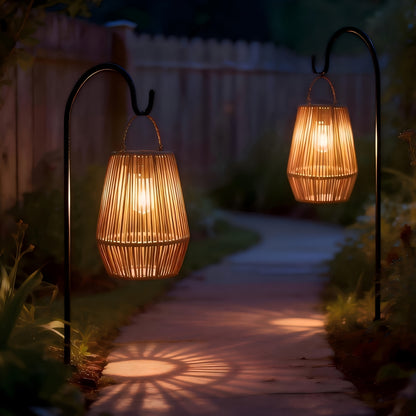 Solar Bamboo Lights Bohemian Style Outdoor Hanging Decoration for Garden Patio Deck Porch Tree Lawn Halloween Christmas 1/2/4pcs