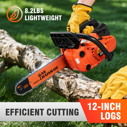 Gas Chainsaw Set – 12-Inch 25CC Pruning Saw & 20-Inch 62CC Heavy-Duty Log Cutting Chainsaw, Choose by Need