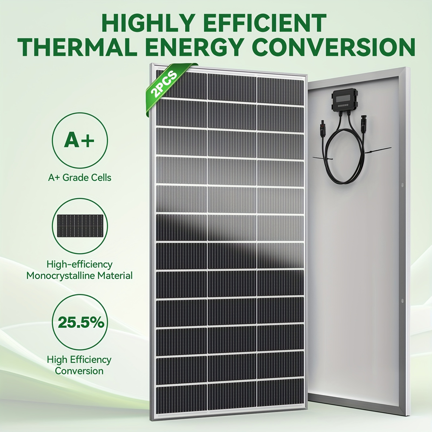 Monocrystalline Solar Panel 400W 25.5% High Efficiency Half-Cut Cell A+ Grade 2pcs 200W 12V Solar Module for Farm House Rooftop RV Caravan Off-Grid System Energy Independence