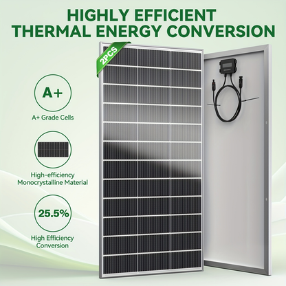 Monocrystalline Solar Panel 400W 25.5% High Efficiency Half-Cut Cell A+ Grade 2pcs 200W 12V Solar Module for Farm House Rooftop RV Caravan Off-Grid System Energy Independence