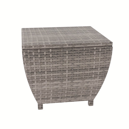 PE Wicker Outdoor Storage Box Side Table, Flip-Top Lid