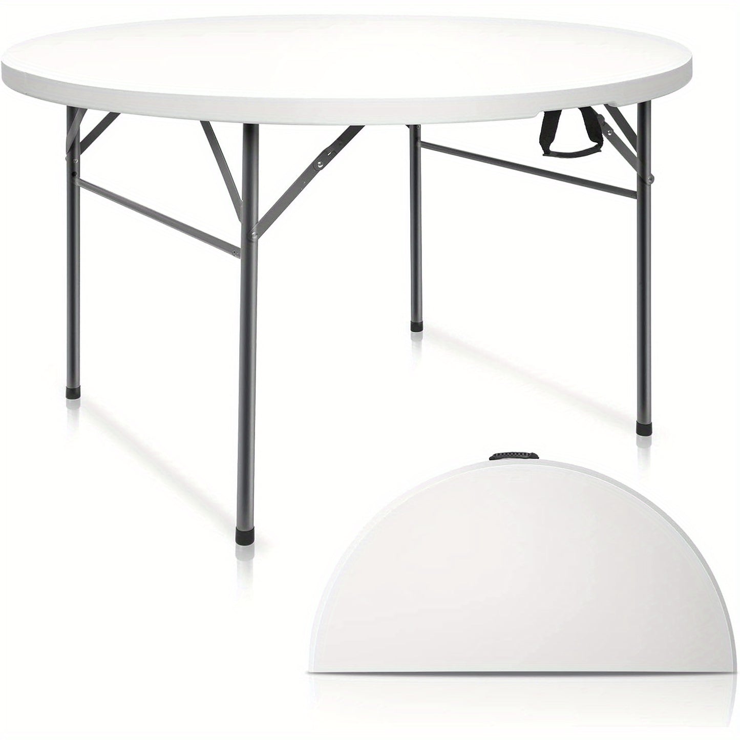 Round Folding Table 48" / 60" Bi-Fold HDPE 1.75" Thick Top Rust-Resistant Steel Frame for Wedding, Party & Commercial Events — 1, 2 or 4 Pack