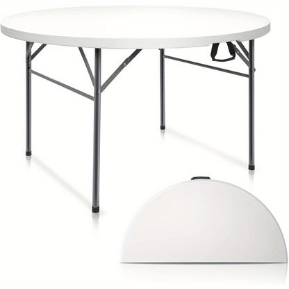 Round Folding Table 48" / 60" Bi-Fold HDPE 1.75" Thick Top Rust-Resistant Steel Frame for Wedding, Party & Commercial Events — 1, 2 or 4 Pack